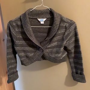 La Senza girl gray sparkly bolero with button